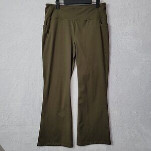 Firstway Women's Athletic Leggings Size L Army Green Flare Leg Pockets